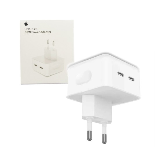 Power Adapter Apple Dual Tipo C 35W para todos os Smartphone e iPad Branco